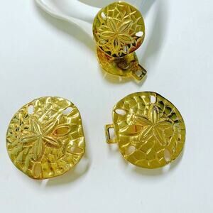 Vintage Dotty Smith 5 Pc Starfish Buckle Belt Gold Tone White Snake Leather